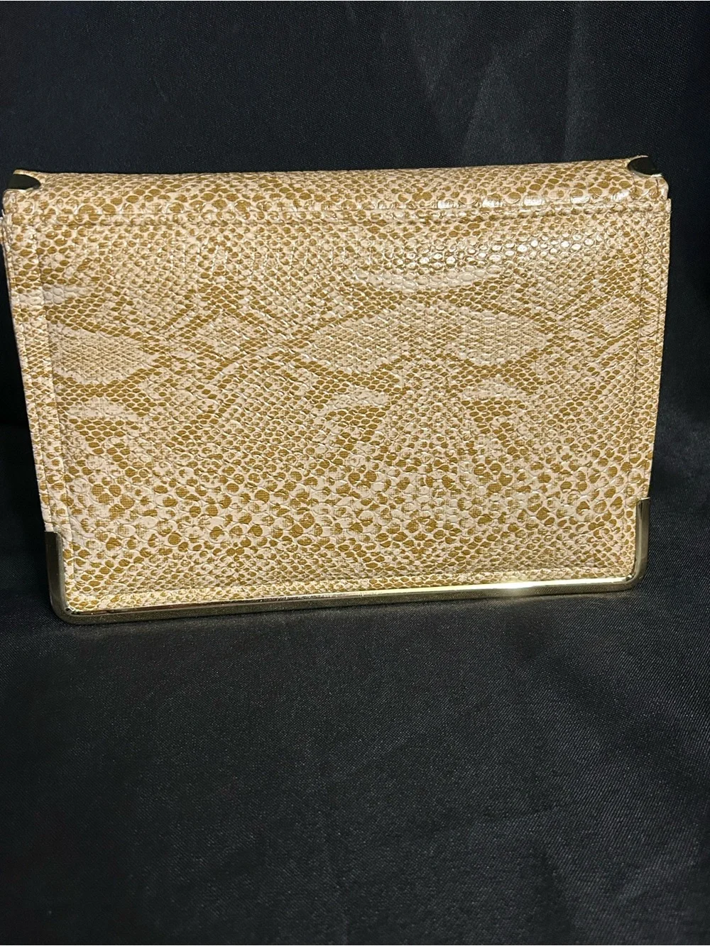 Gold Snakeskin Embossed Women’s Clutch Bag